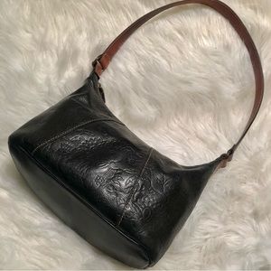 Fossil Genuine Leather Embossed Shoulder Bag Purse